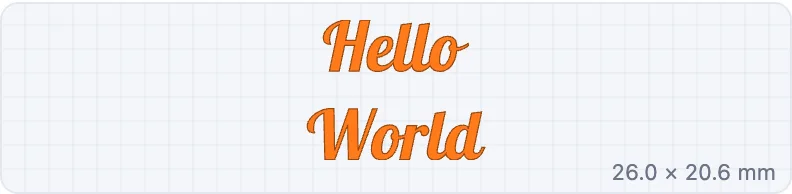Hello World in Lobster, a script font with joined letters