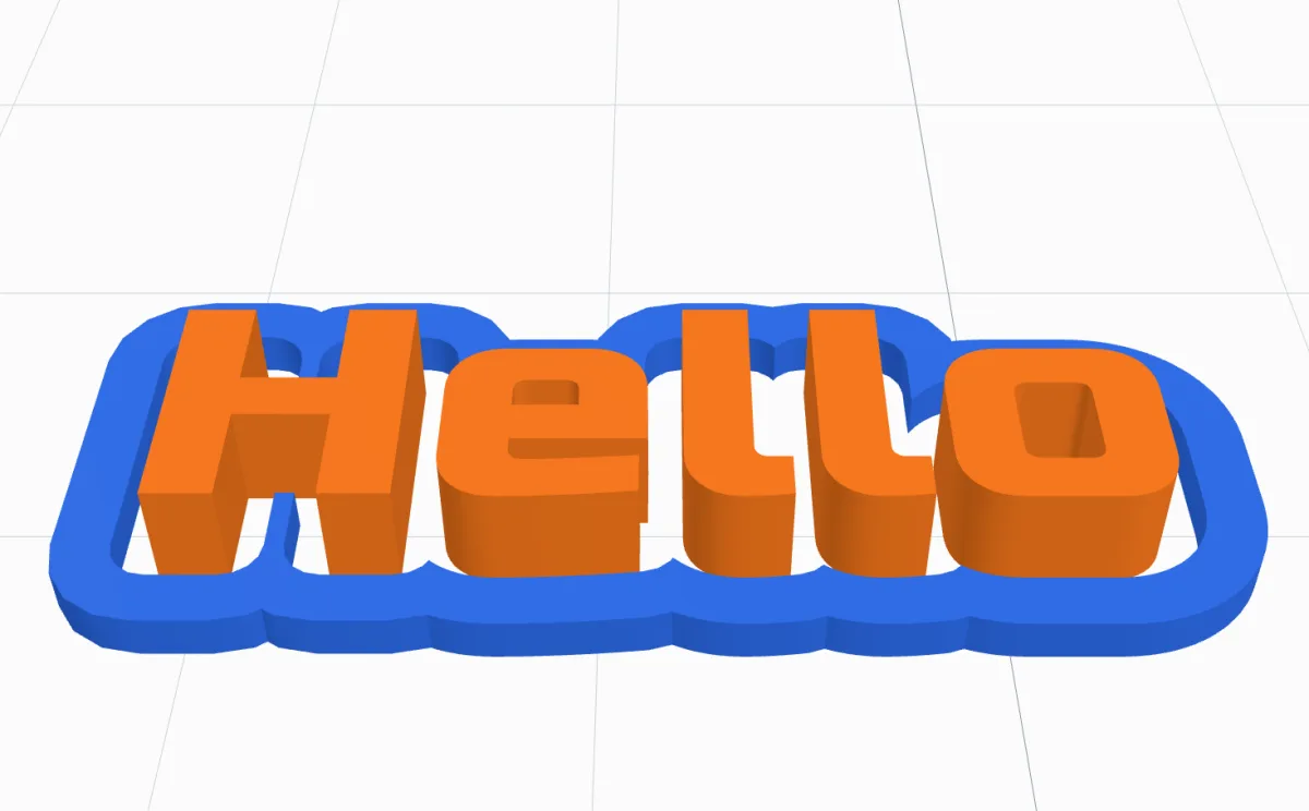 A blue band round the letters with a 1 mm gap between them