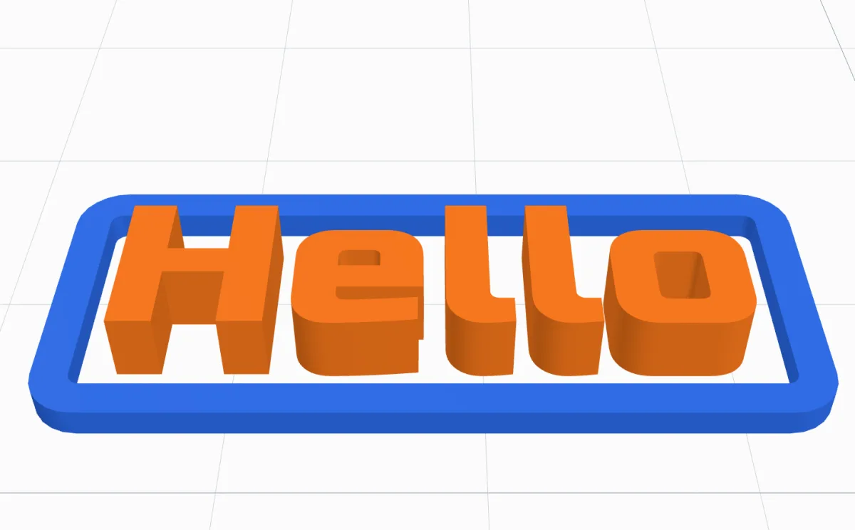 A blue rounded frame round the orange word