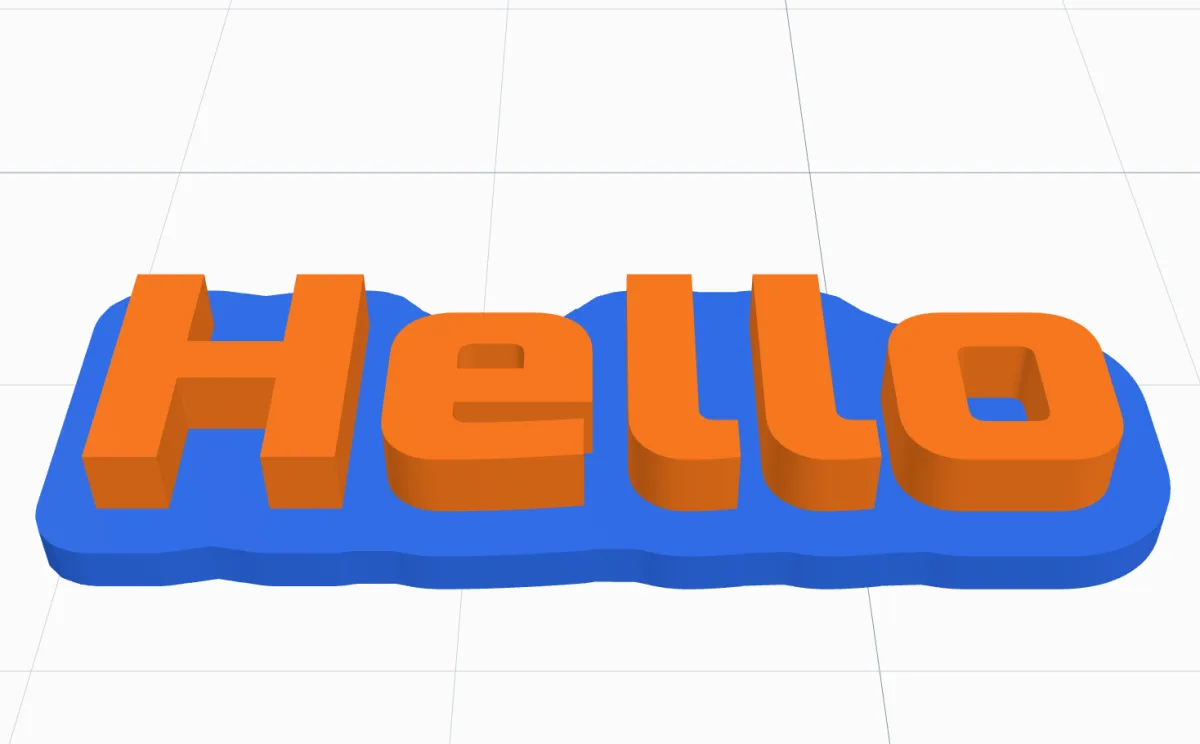 One blue shape under all the orange letters, joined into one piece