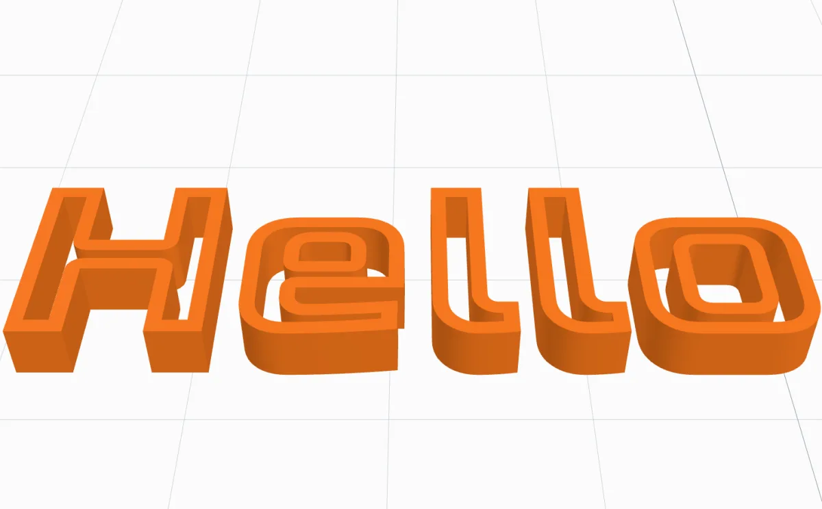Hollow Hello letters: only their edges stand