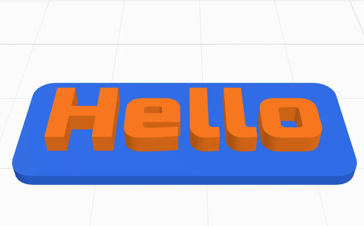 The orange word standing on a blue rounded plate