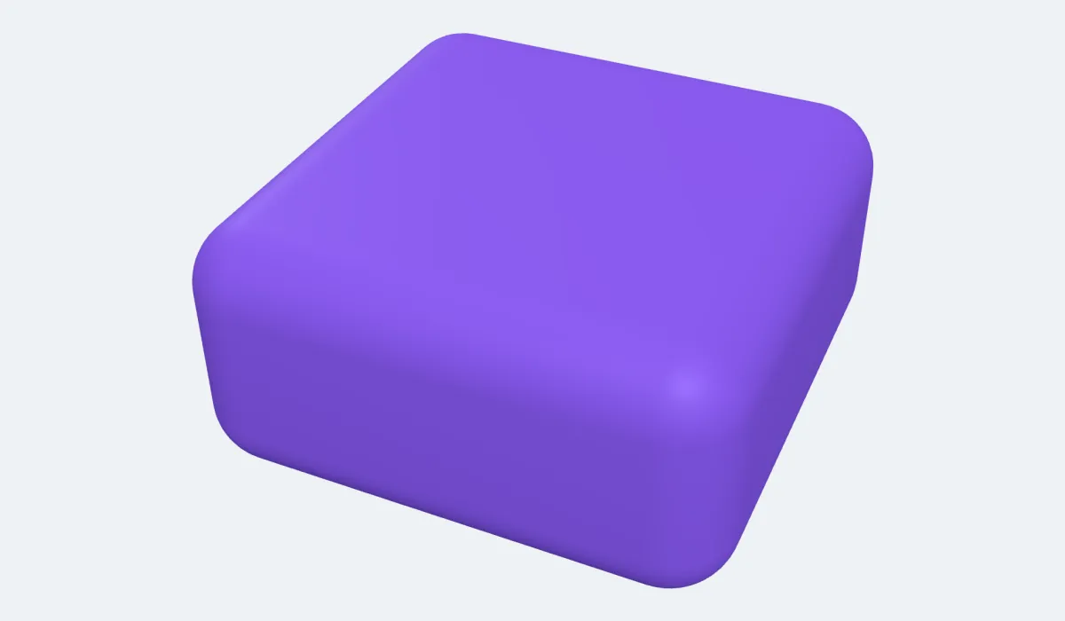 A purple box with 5 mm rounded edges in 6 steps