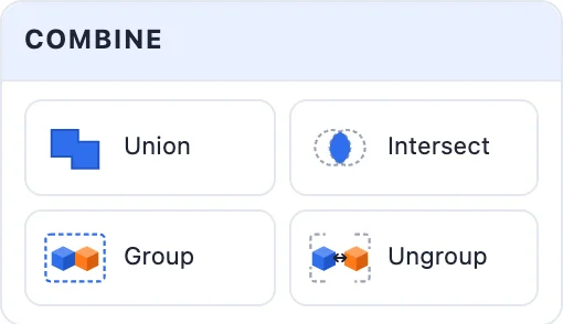 The Combine card: Union, Intersect, Group and Ungroup