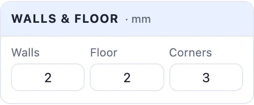 The Walls and floor card: walls, floor and corners