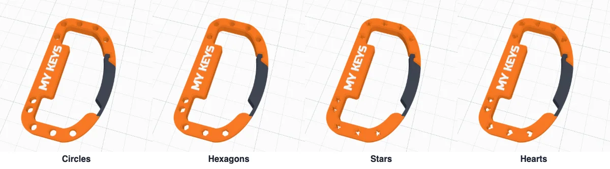 The band with circles, hexagons, stars and hearts cut through it