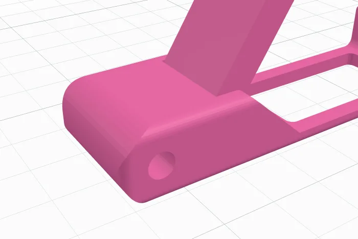 A round end at the bar's full width, without the narrow eye