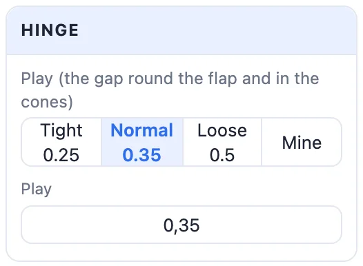The Hinge card: Tight, Normal, Loose and your own play