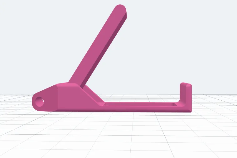 Side view of the open stand: plain side walls, no hinge to be seen