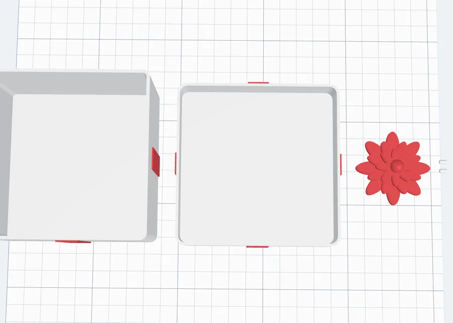 The Classic box laid out for printing: the box, the lid upside down and the bow