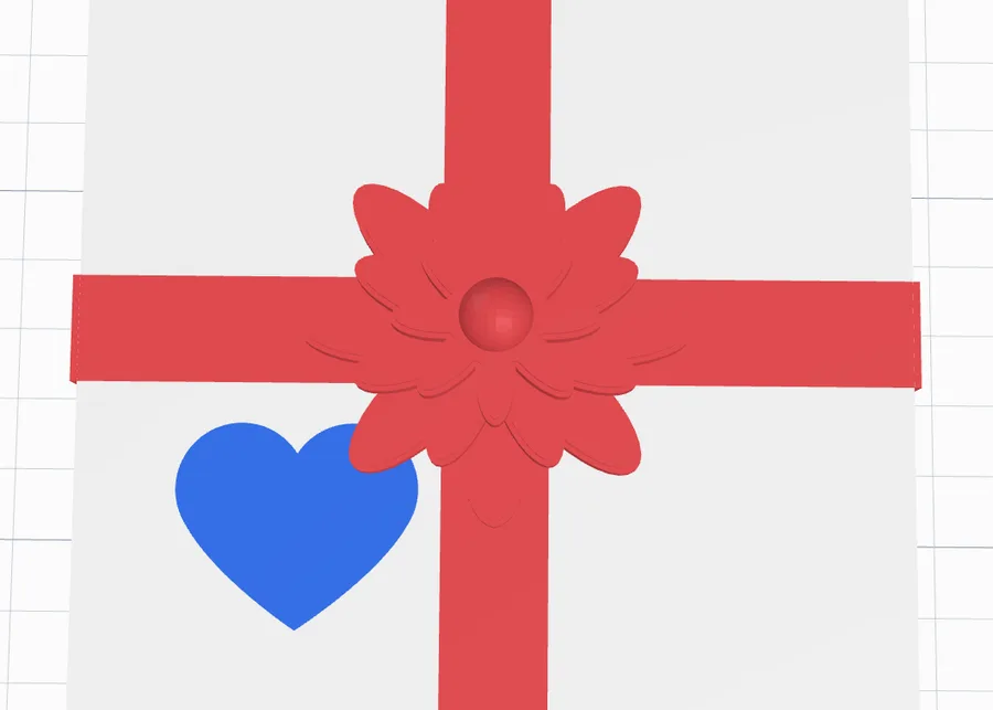 A blue heart SVG inlaid in the lid, seen from above