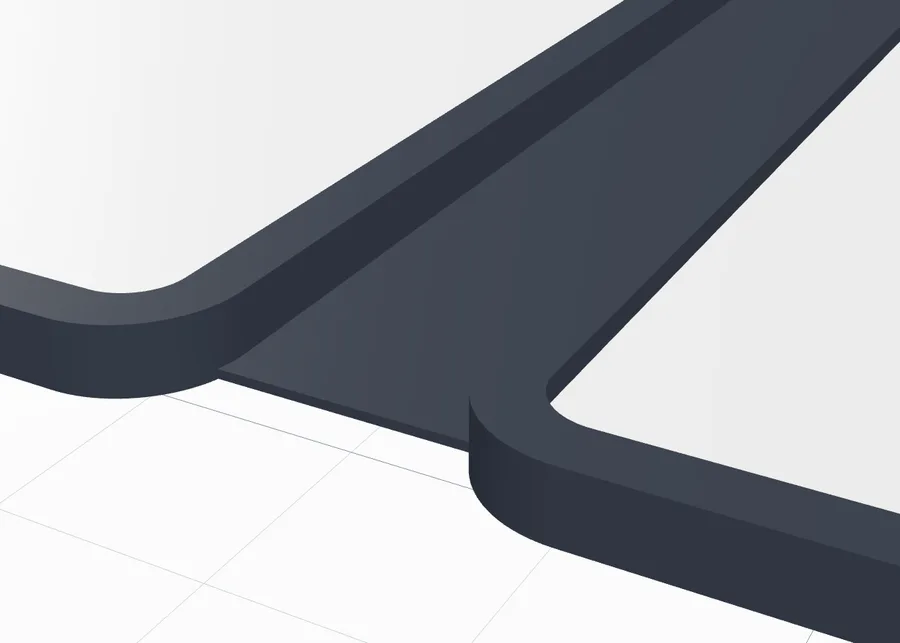 An edge border: the whole edge dark from the bed up, the hinge dark too