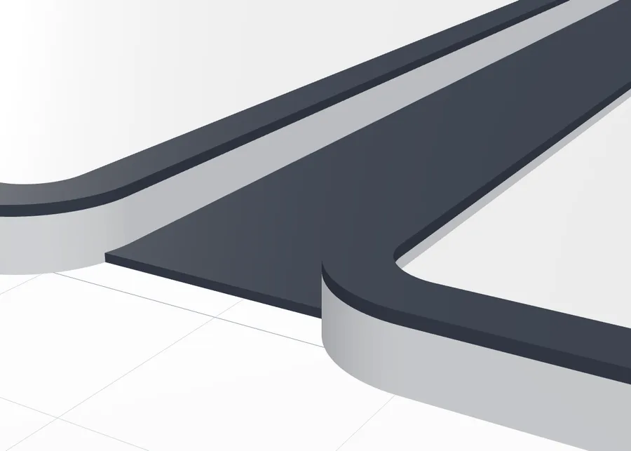 A flex strip hinge: a thin web between the pages