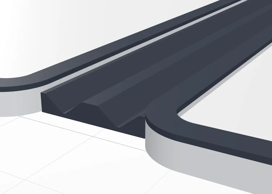 A book spine hinge: two grooves with a flat spine between them