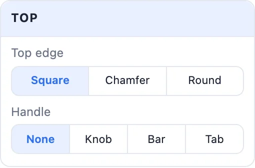 The Top card: the top edge and the handle