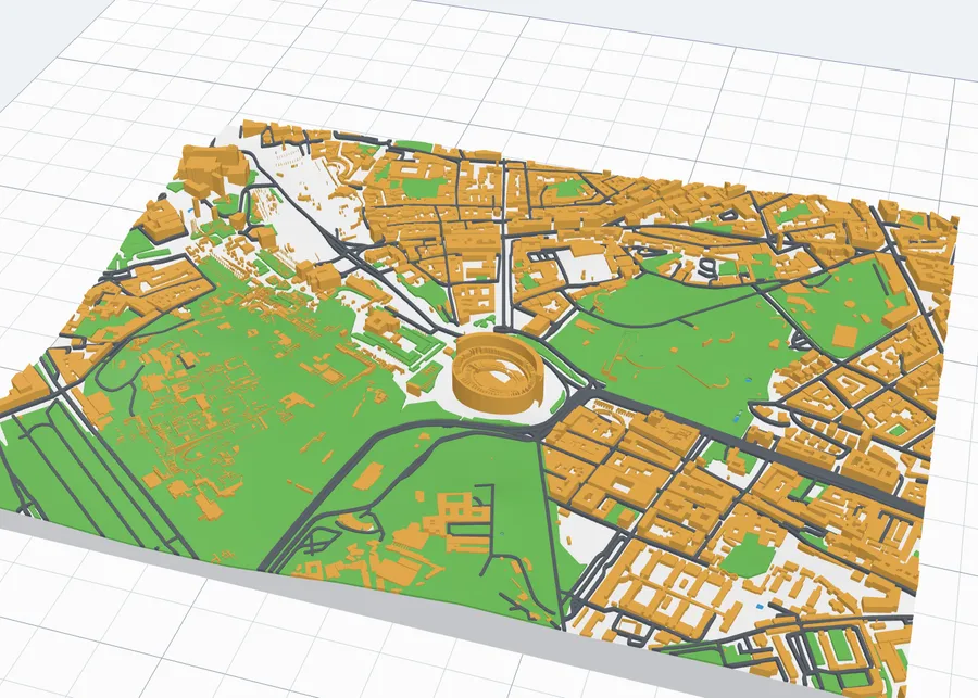 Rome with its parks in green: the Palatine, the Circus Maximus and Colle Oppio