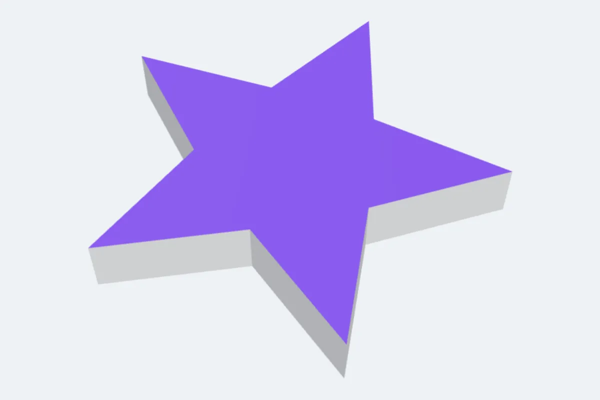 A star whose whole flat top is filled purple with one click