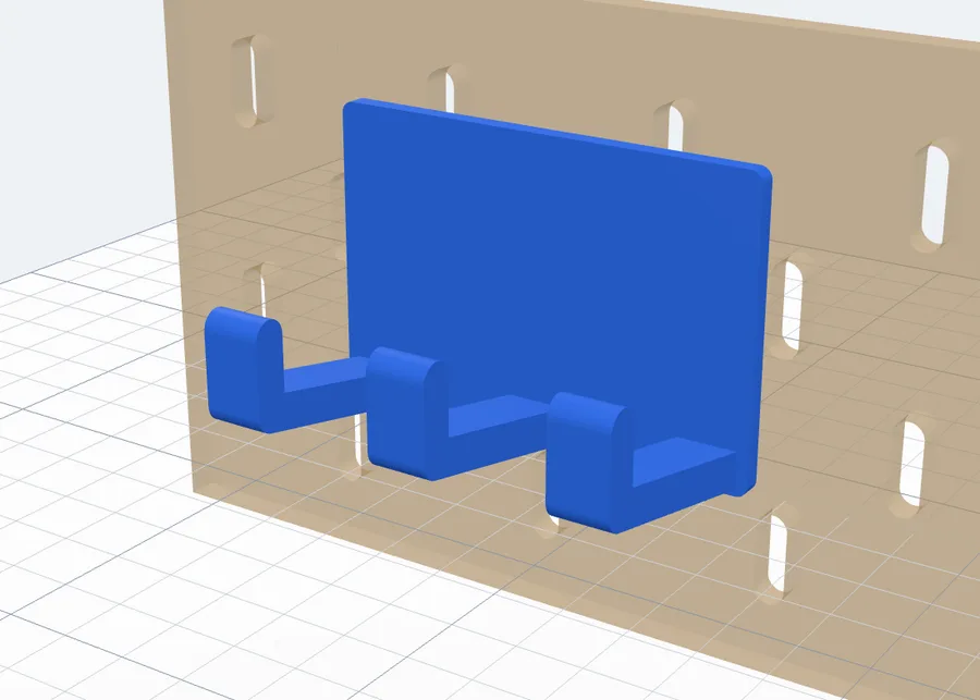 Three hooks side by side on one plate, on the board