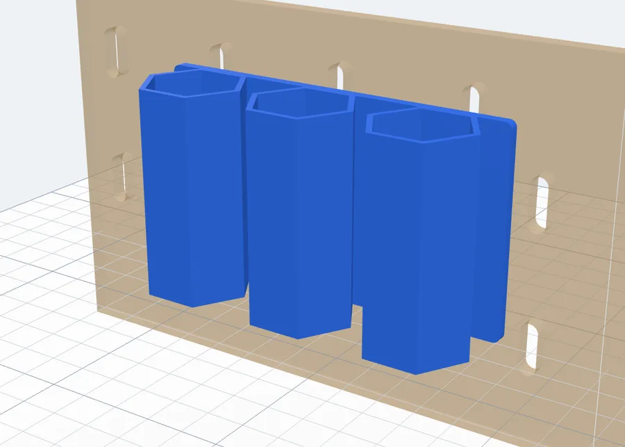 Three hexagonal cups in a row on one plate