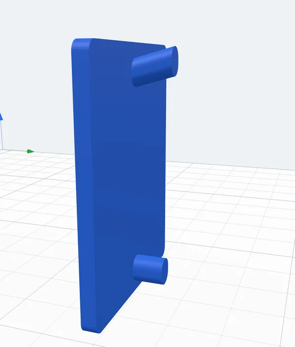 A plate seen from the side: the top peg slanting up