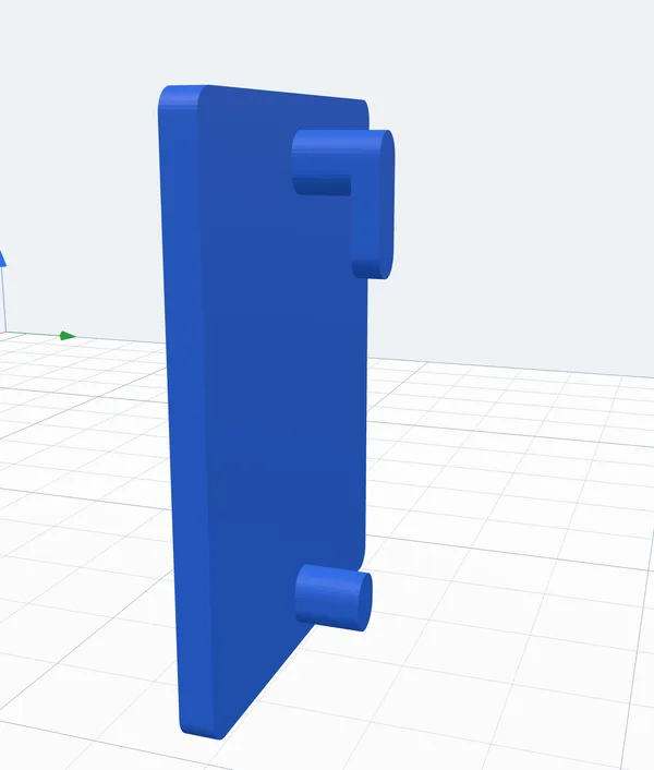 A plate seen from the side: the top peg with a tab hanging down behind the board