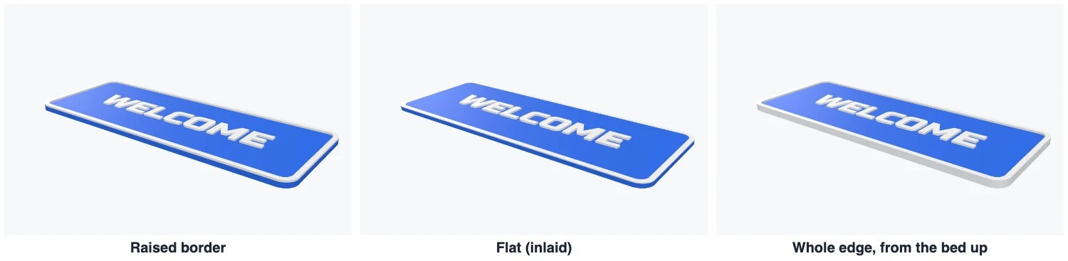 A raised border, a flat inlaid border and a whole-edge border on the same plate