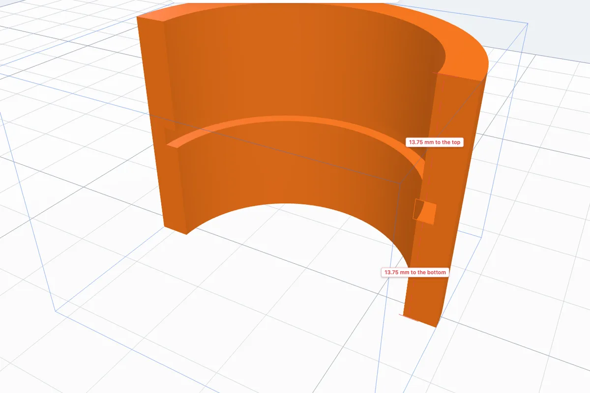 A tube shown cut open with an O-ring groove all the way round its inside wall, outlined in orange