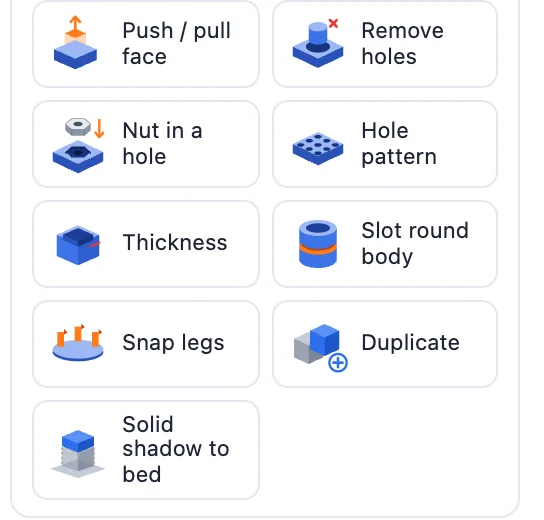 The Snap legs tile in the Body card