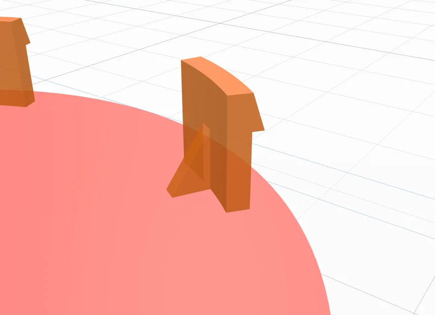 A barb leg with one triangular support on its back