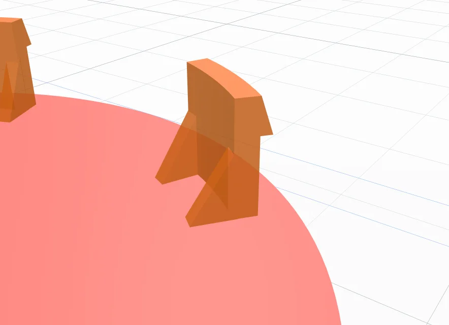 A barb leg with two triangular supports, one at each end