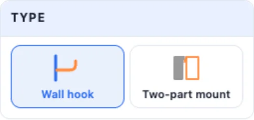 The Type card: Wall hook and Two-part mount