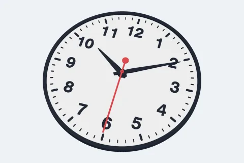 A 3D printed wall clock with numbers, minute ticks and three hands