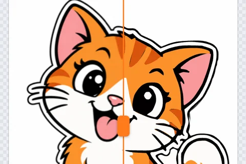 A cat picture traced into a five-colour SVG