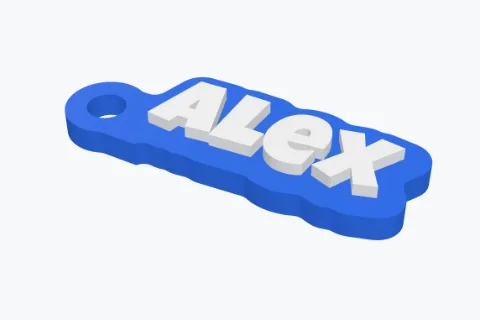 A name keychain with a key ring