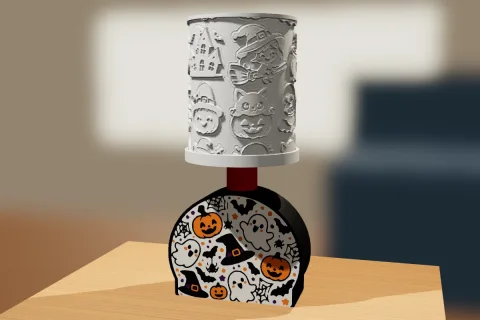 A lithophane lamp on a stand