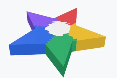 A star painted in five colours